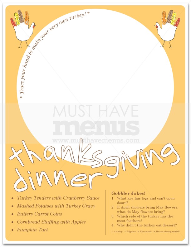Kids Thanksgiving Menu | Page 1