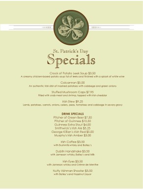 st patricks day menus wolfeboro nh