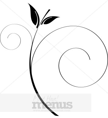 Sleek Black Spiral Leaves Accent | Formal Menu Accents