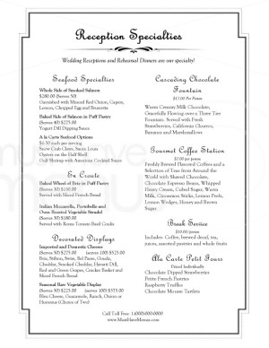 Elegant Cocktail Reception Menu