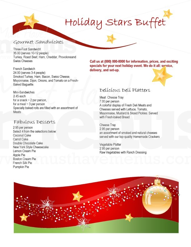 Holiday Dinner Catering Menu | page 1