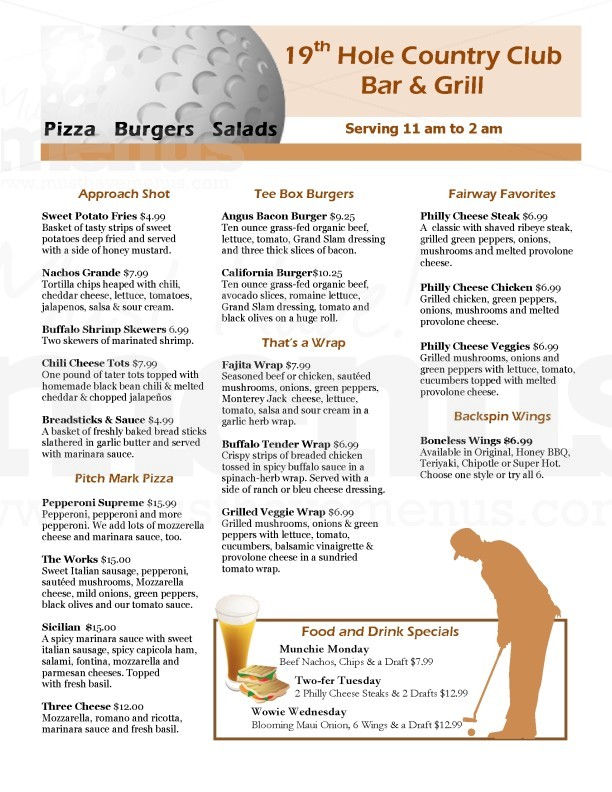 Golf Menu | page 1