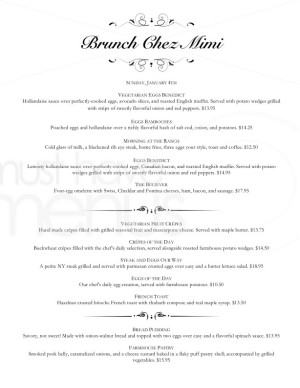 Formal Brunch Menu