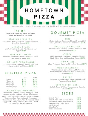 Bricks Pizza Menu | Template Archive