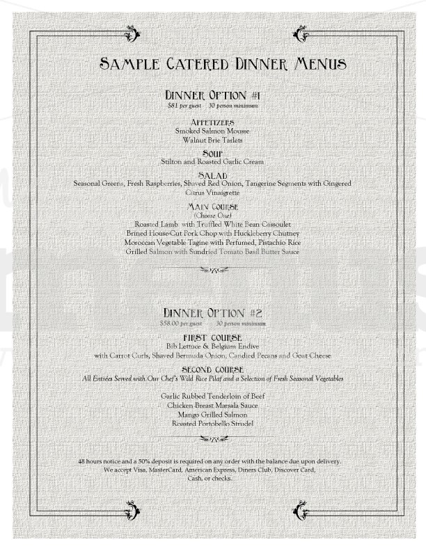 Grey Dinner Catering Menu | page 1