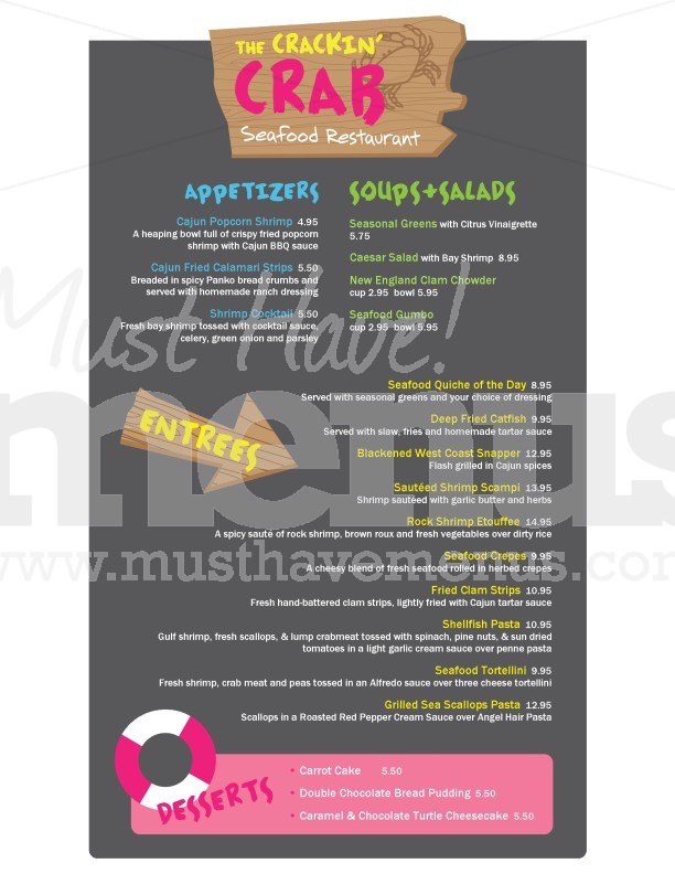 Seafood Hut Menu Long | page 1