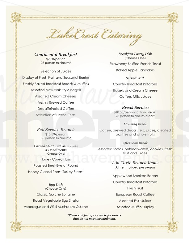 Breakfast Catering menu | page 1