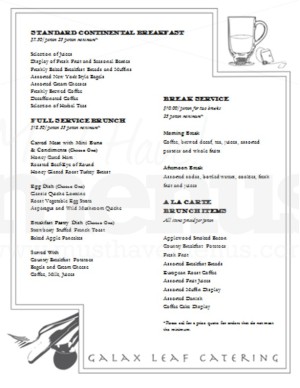 Continental Breakfast Catering Menu