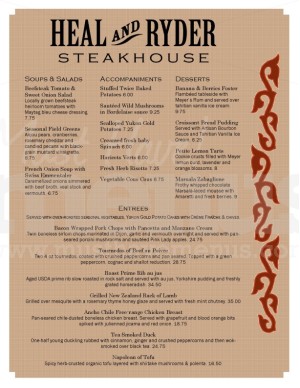 Western Steakhouse Menu