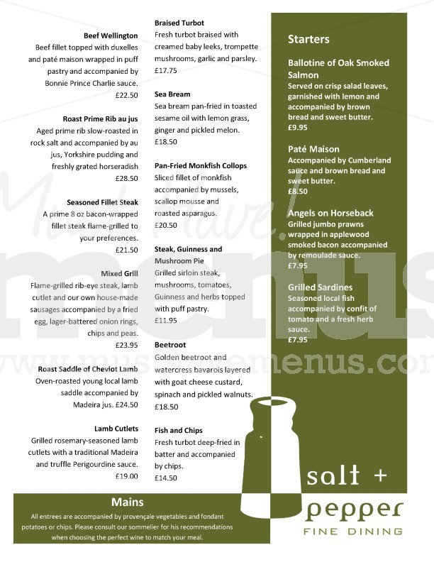 British Cafe Menu | page 1