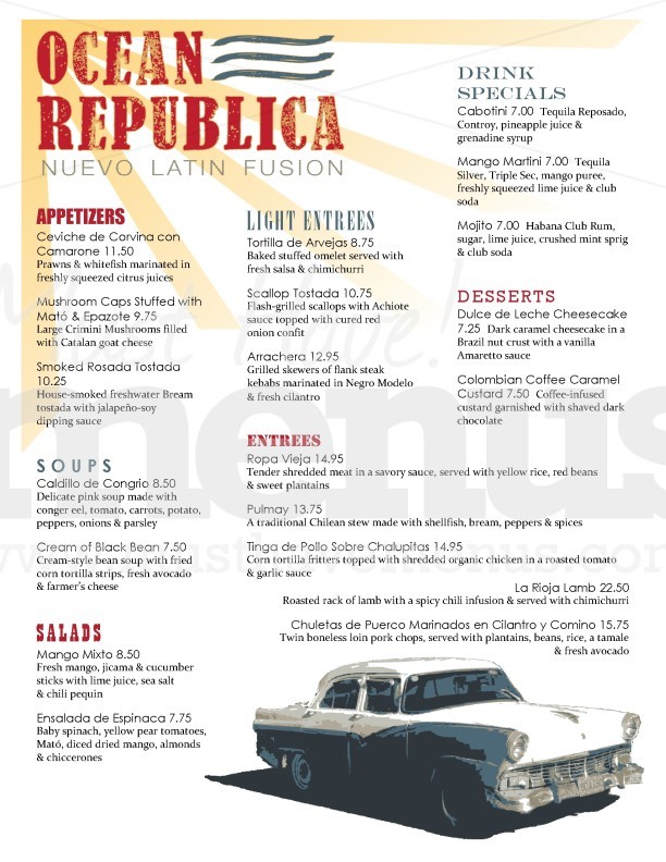 Cuban Latin Menu | page 1