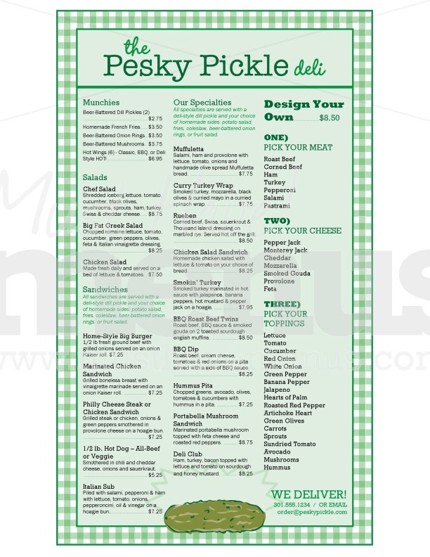 Hometown Deli Menu Long | page 1