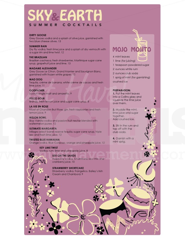 Tropical Cocktail Menu | page 1