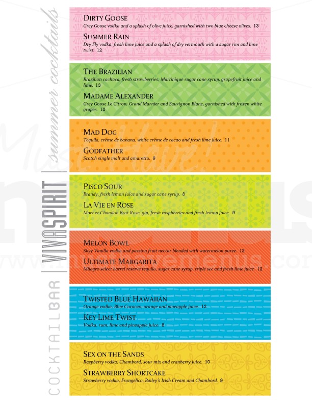 Colorful Summer Drinks Menu | page 1