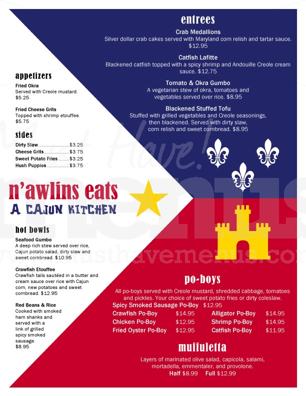 Cajun Flag Menu | page 1