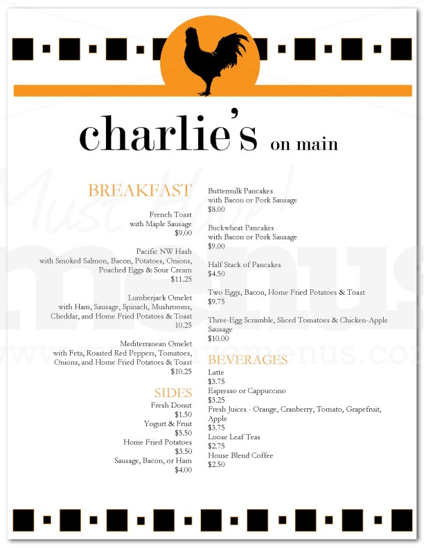 Bistro Breakfast Menu | page 1