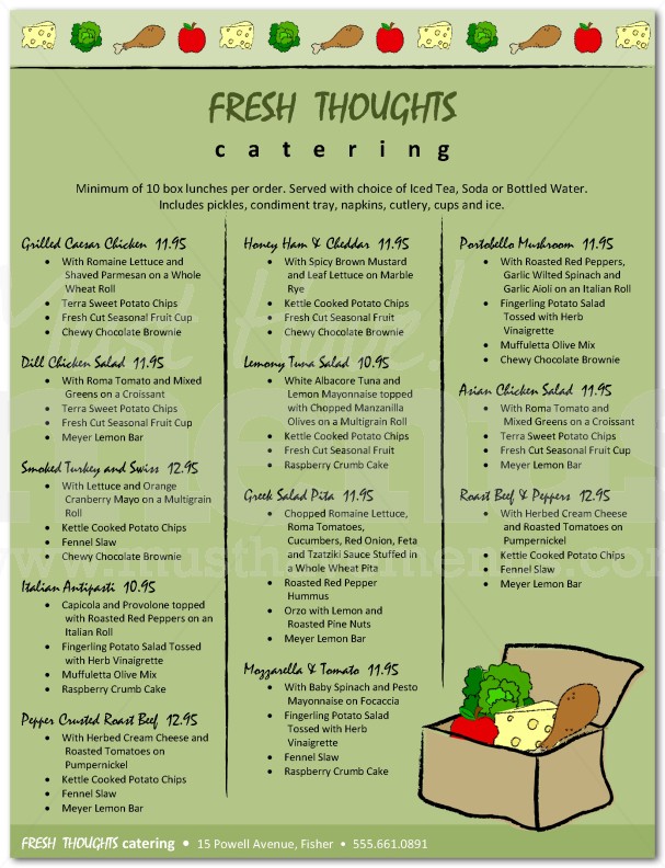 Box Lunch Catering Menu | page 1