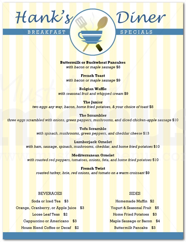 American Breakfast Menu | page 1