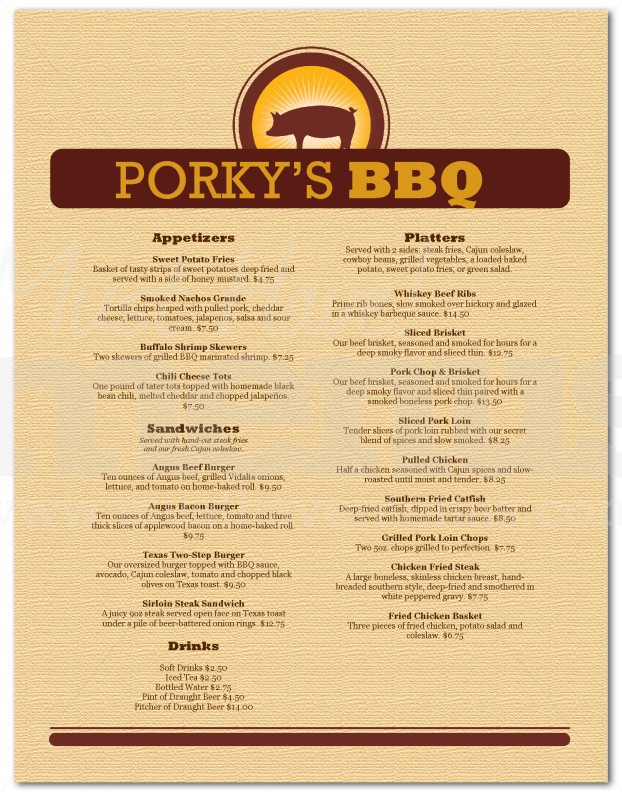 Barbeque Menu | page 1