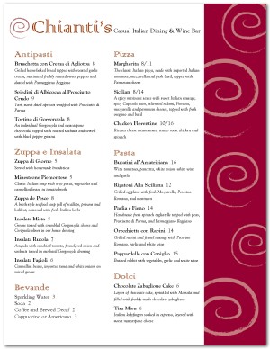 Italian Bistro Menu