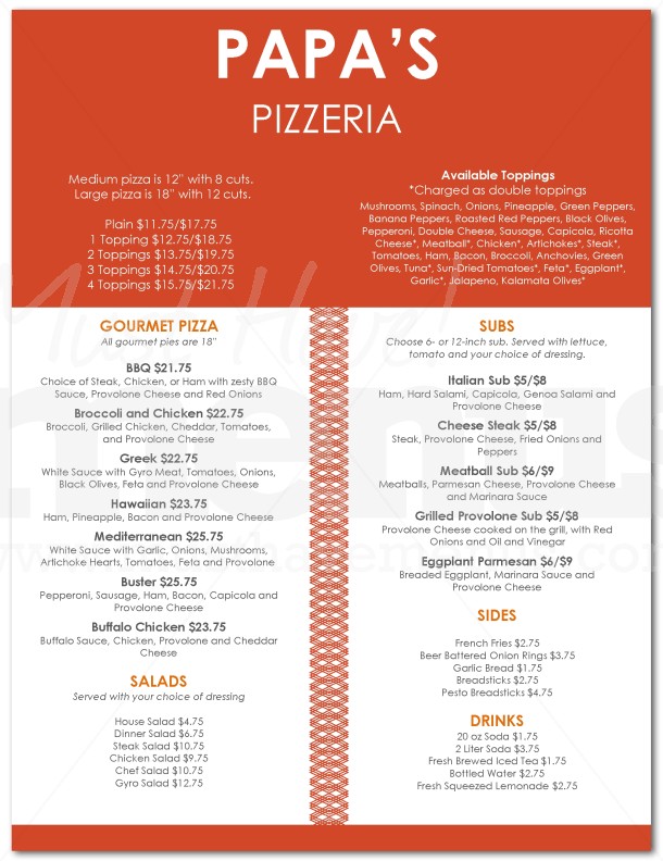 Pizza Delivery Menu | page 1