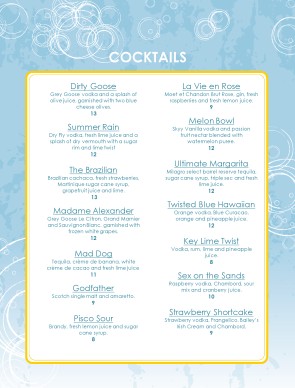 Sample Bar Menu | Bar Menus