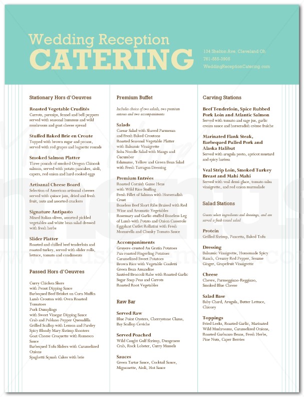 Buffet Wedding Menu | page 1