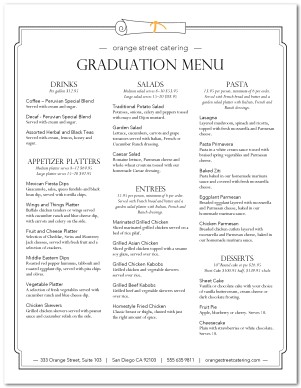 Graduation Catering Menu