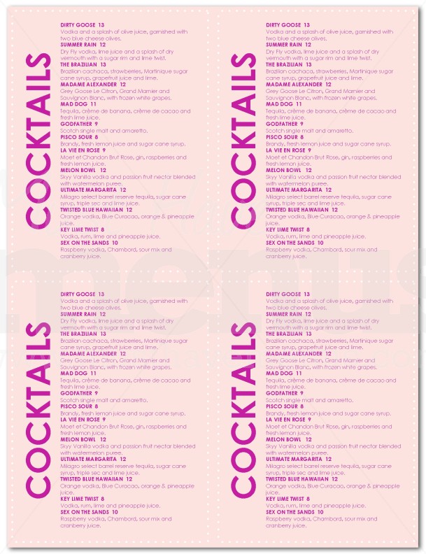 Mini Drinks Menu | Page 1