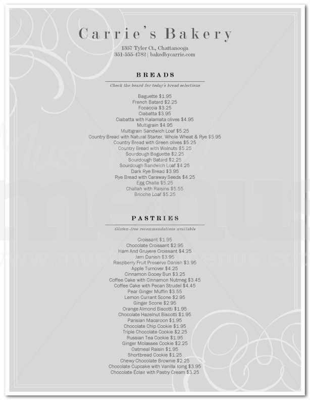 Italian Bakery Menu | page 1