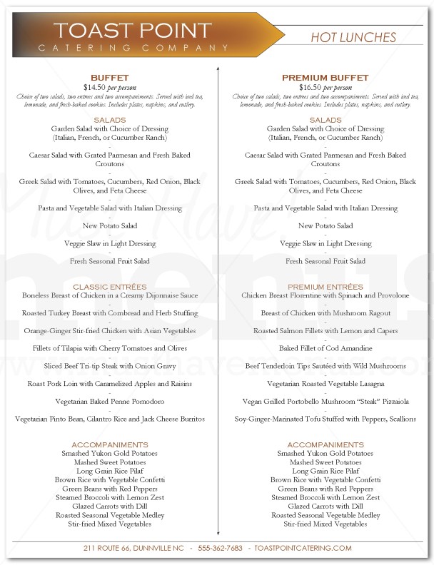 Lunch Buffet Menu | page 1