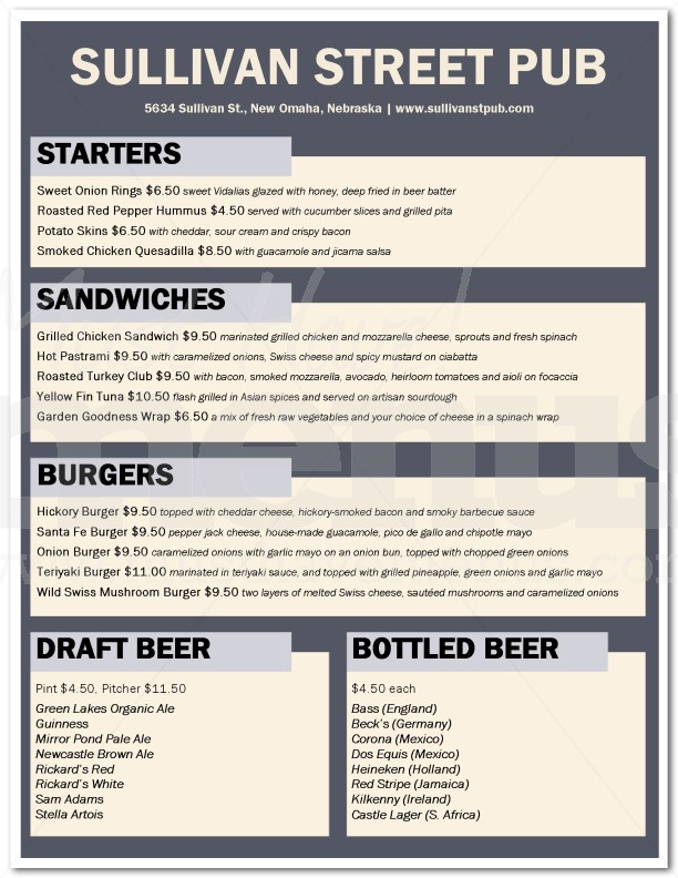 Gastro Pub Menu | page 1