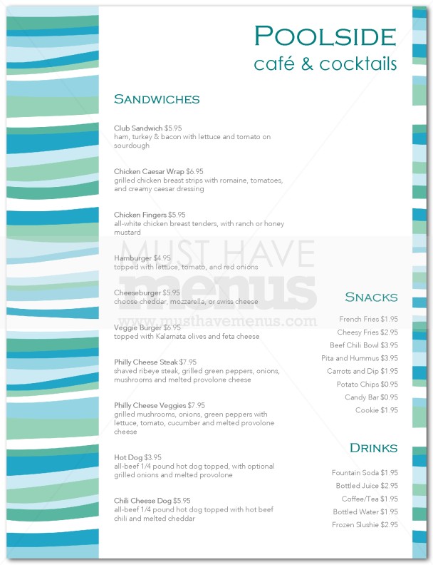 Archive Poolside Menu | page 1