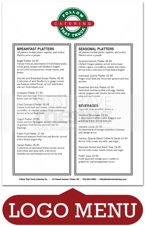 Seasonal Breakfast Platter Menu | page 1