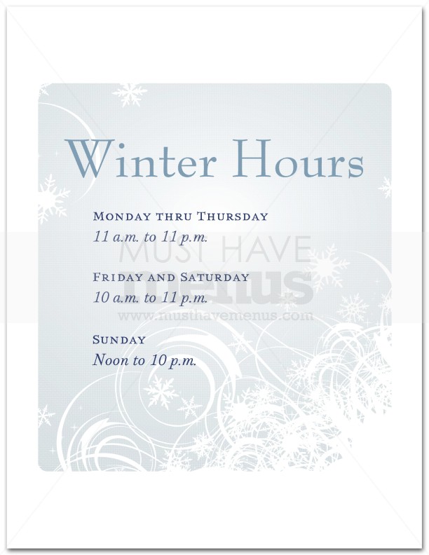 Wintertime Hours Flyer | page 1