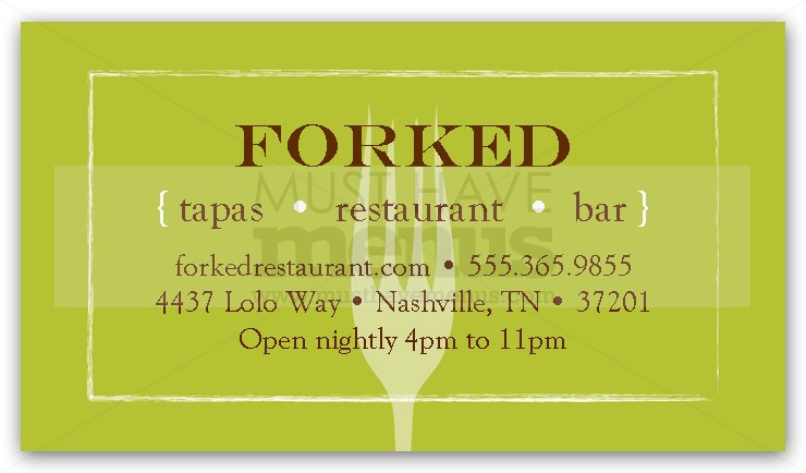 Bar Restaurant Business Card | page 1