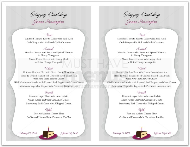 Happy Birthday Special Menu | page 1