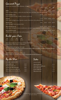 Gourmet Pizza Menu Page | Pizza Menus