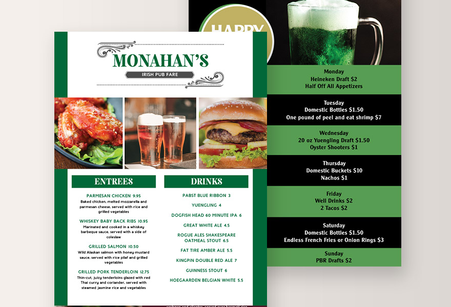 Irish Pub Food Menu