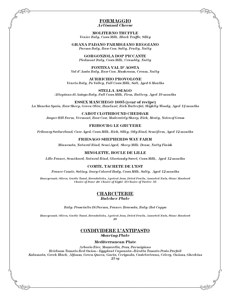 Dinner Menu 10/1/17