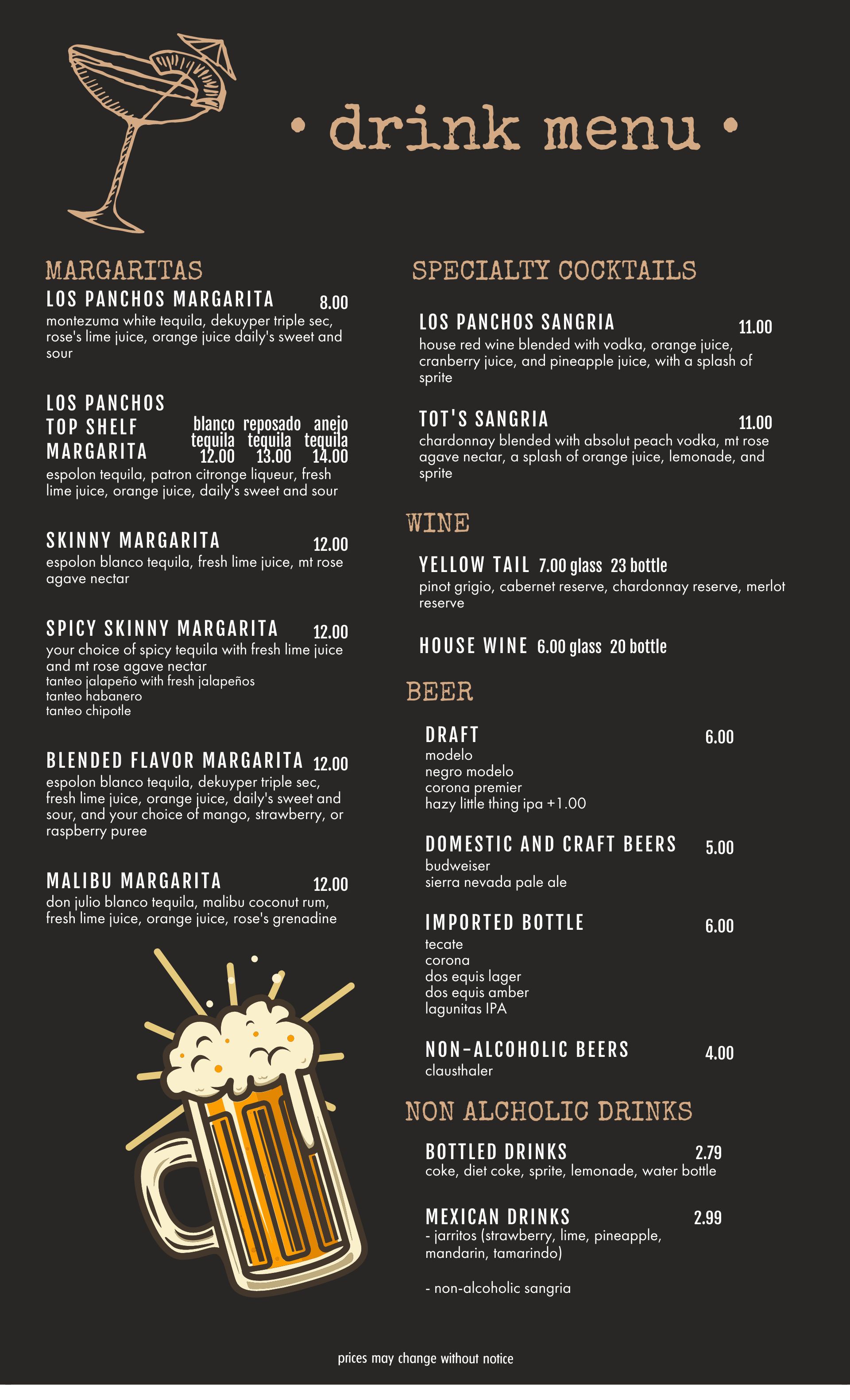 Cork Burger Menu