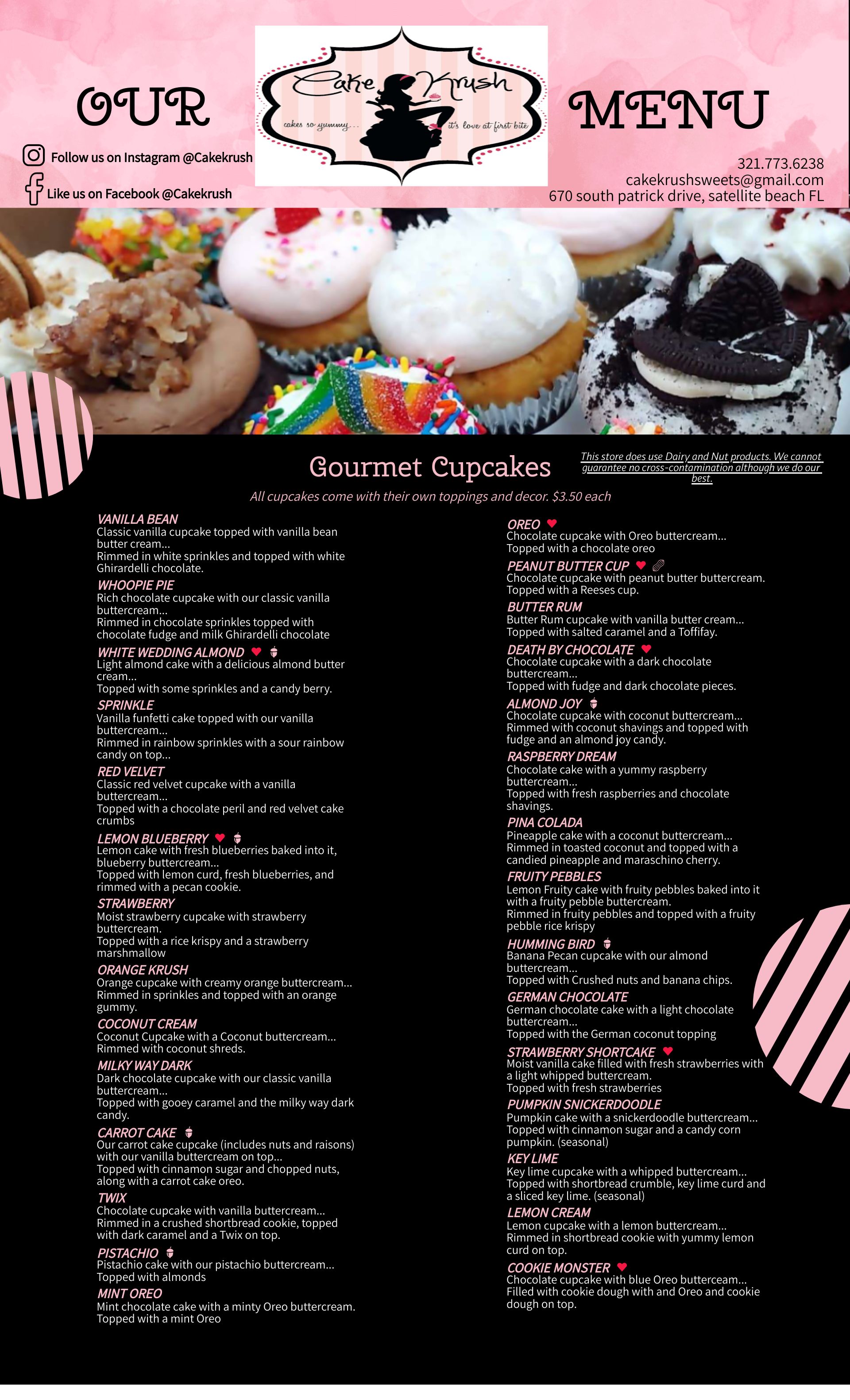 Cakekrush Menu