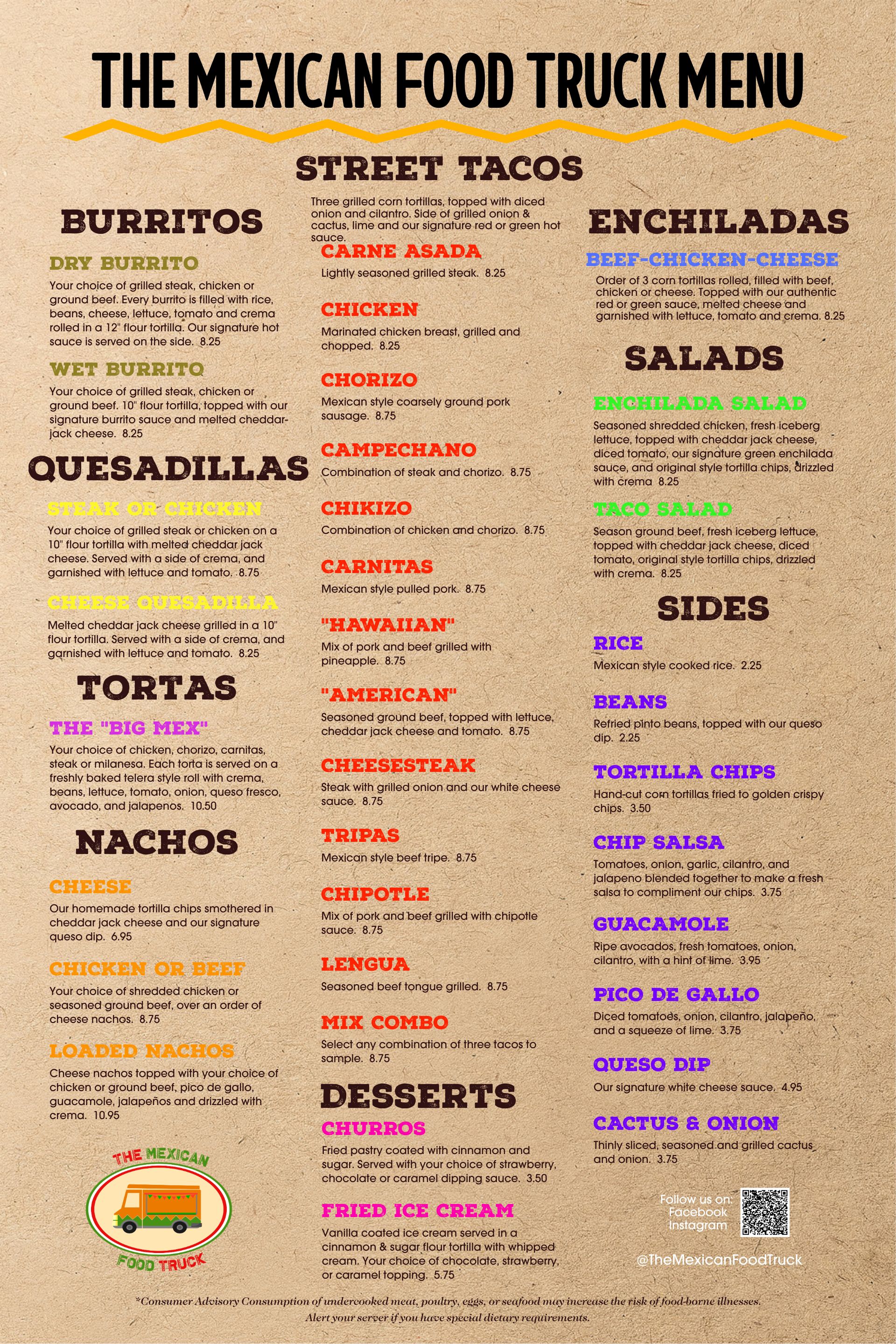 Mexican Food TruckMenu