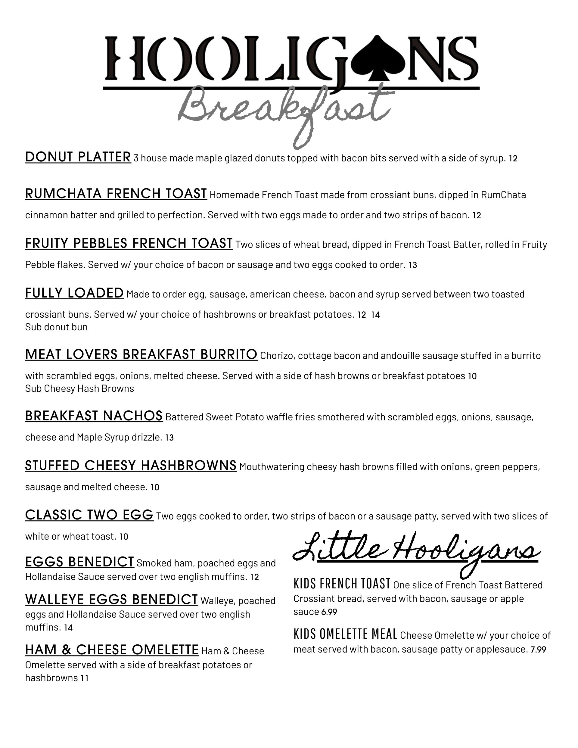 Breakfast Menu