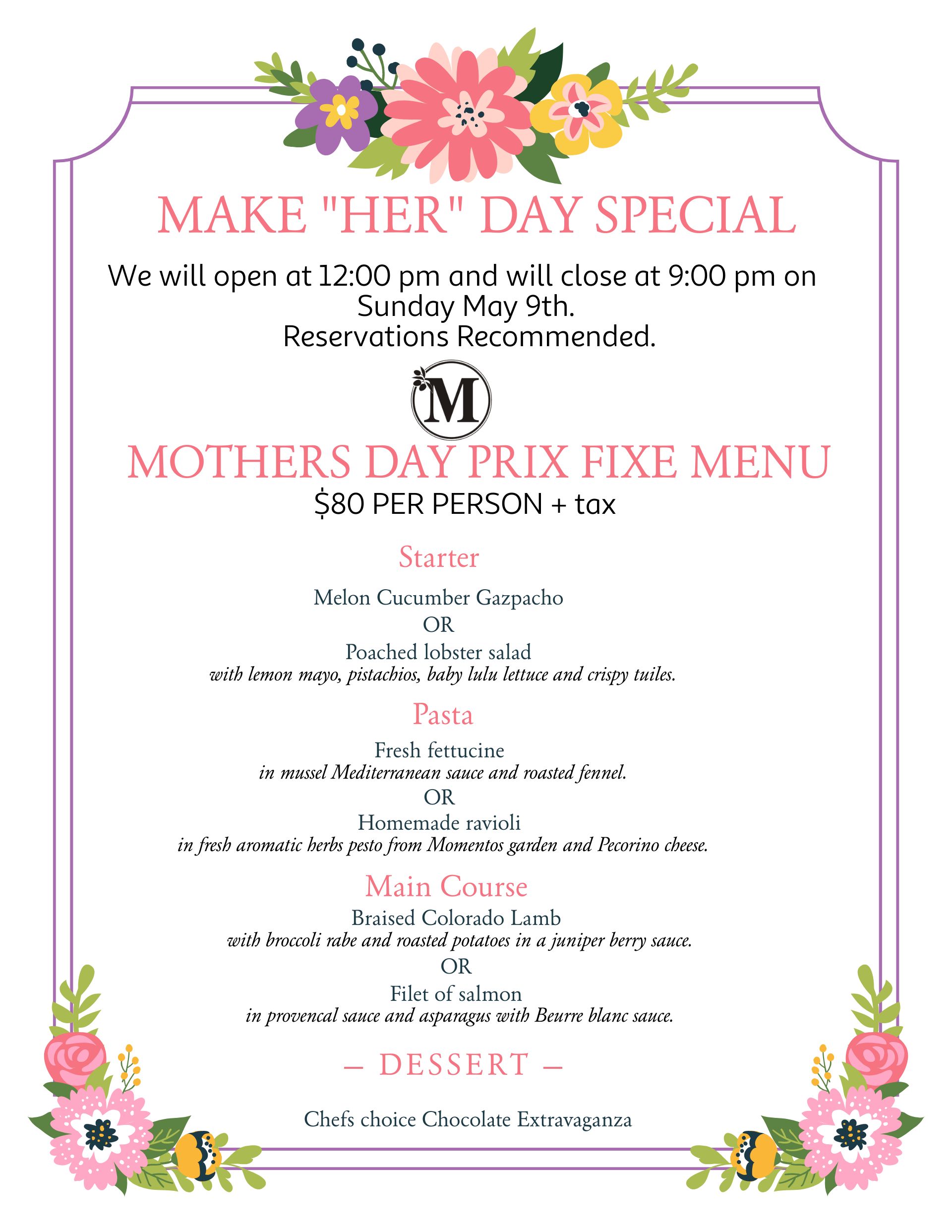 Mother s Day Menu Templates